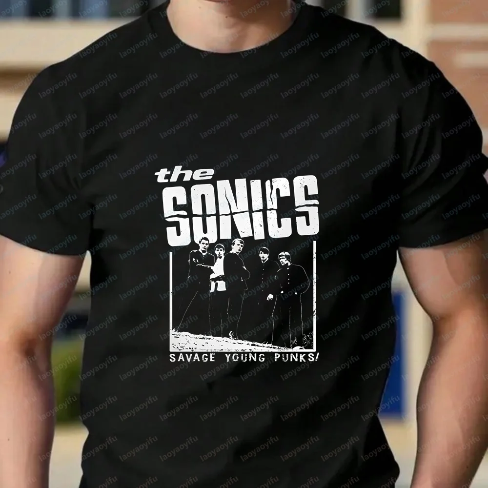 Streetwear Retro The Sonics Rock Band Fashion Short-Sleeved Men's and Women's Universal Round-Neck Comfortable T-Shirt