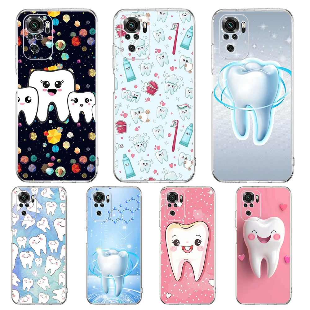 Transparent Phone Case for Redmi 13C 12C 10C Note 13 12 11 11T K40 Gaming Plus Pro 4G 5G Soft TPU Cover Shell Dentist Tooth Bags