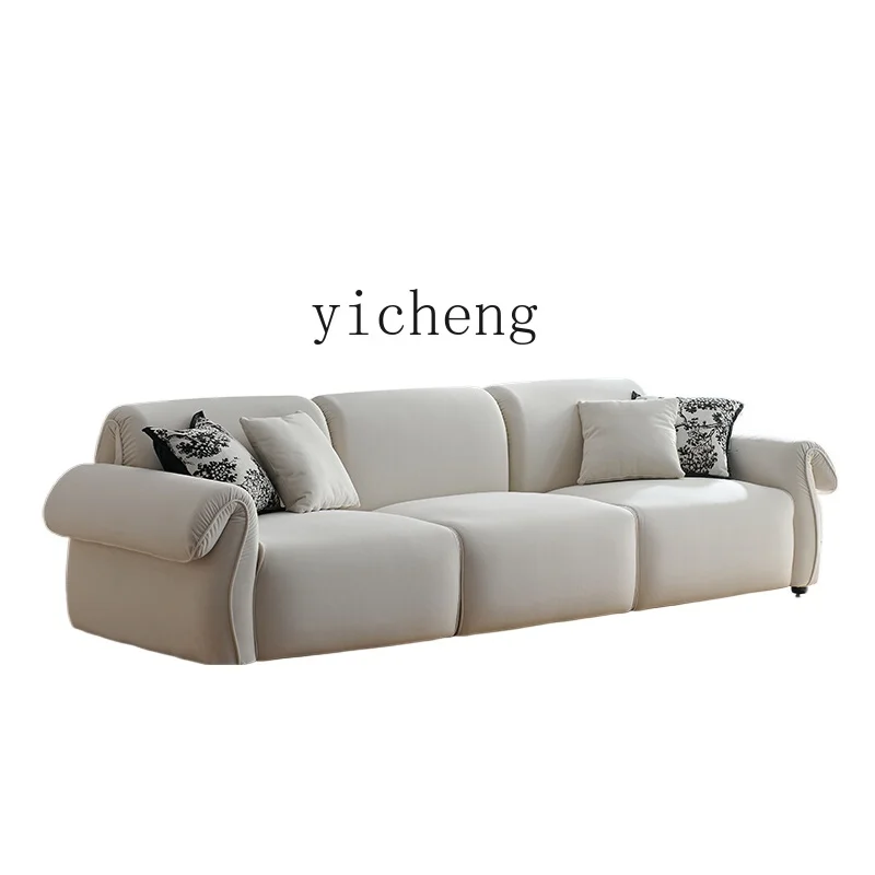 

ZC sofa wabi-sabi wind fabric light cream wind modern simple living room retro small apartment