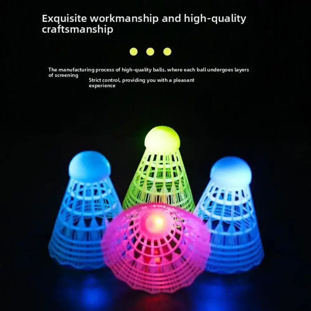 Bola Badminton LED, kok terang, permainan luar ruangan, bola Badminton ringan, warna-warni, bersinar, lampu LED