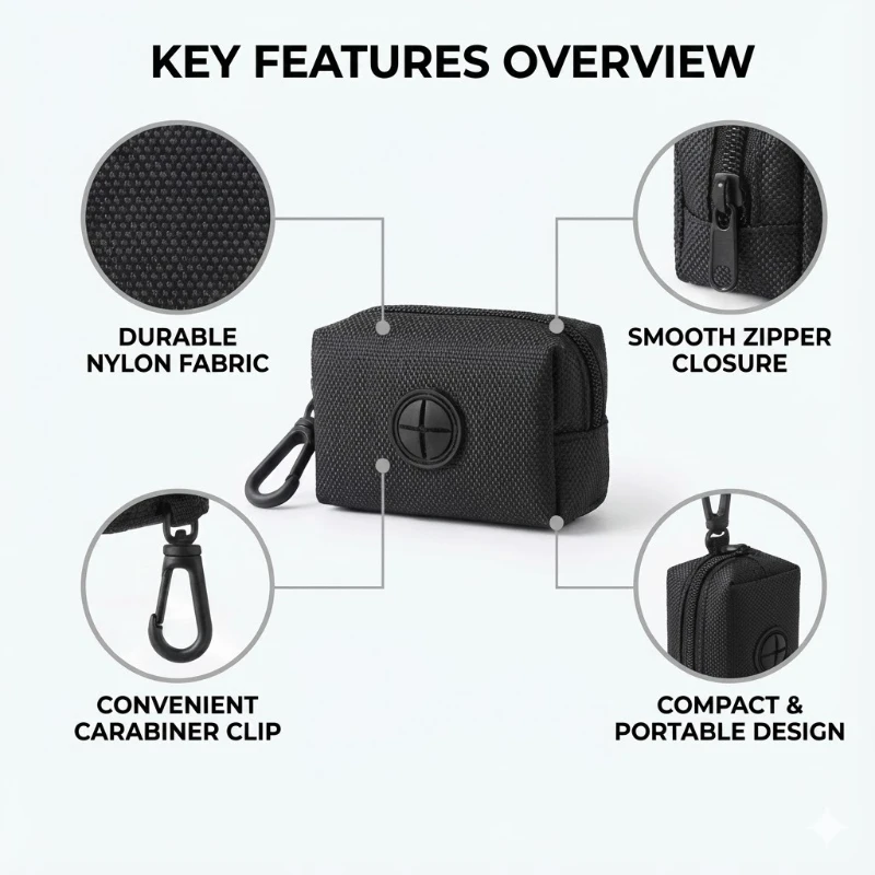 Tragbare Mini-Kopfhörer-Tasche Reißverschluss-Etui für AirPod Datenkabel-Organizer Box Schlüssel-Münzhalter mit Clip Outdoor Kleine Aufbewahrungstasche – Detail 9