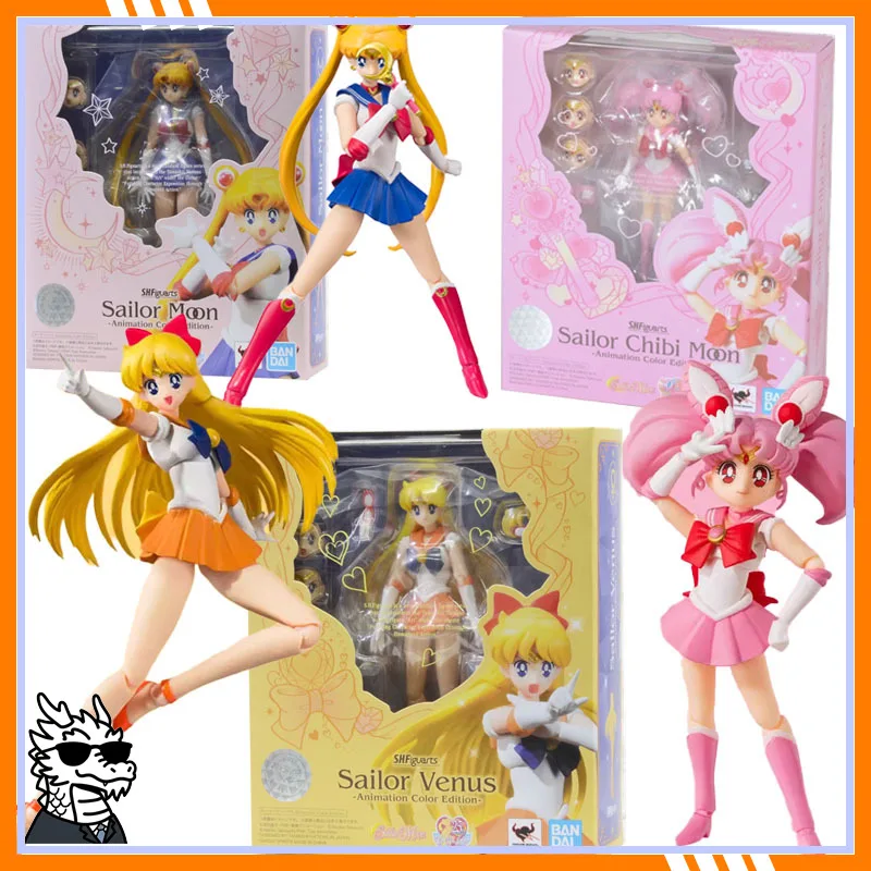 

Bandai Genuine Figure Sailor Moon Anime SHF Sailor Chibi Moon Venus Animation Color Collection Model Aciton Figure Kids Toys