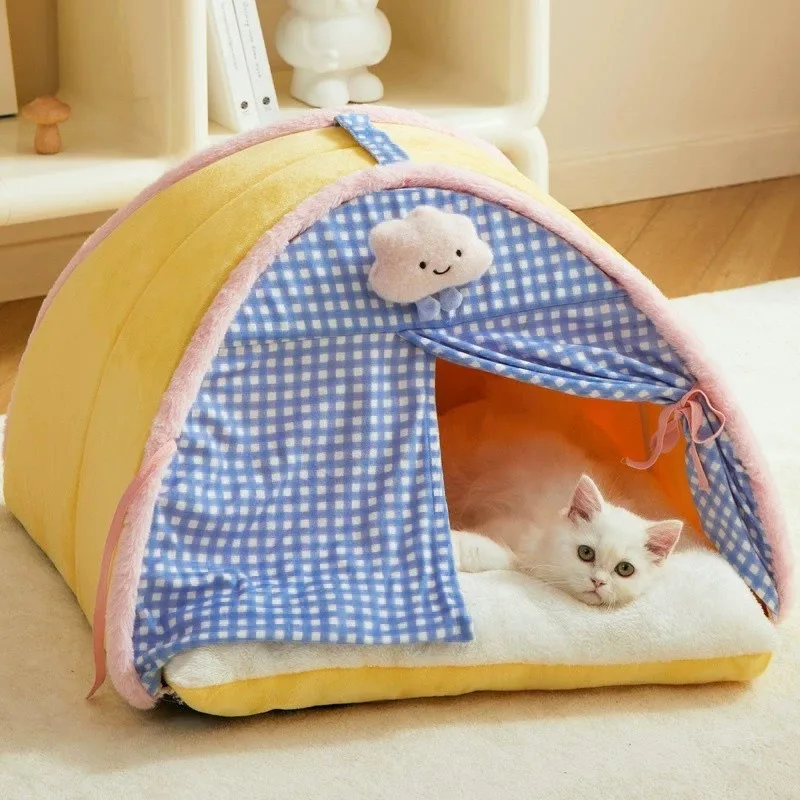 

Heated Pet Tent House Winter Warm Cushion Bed for Cats Puppies