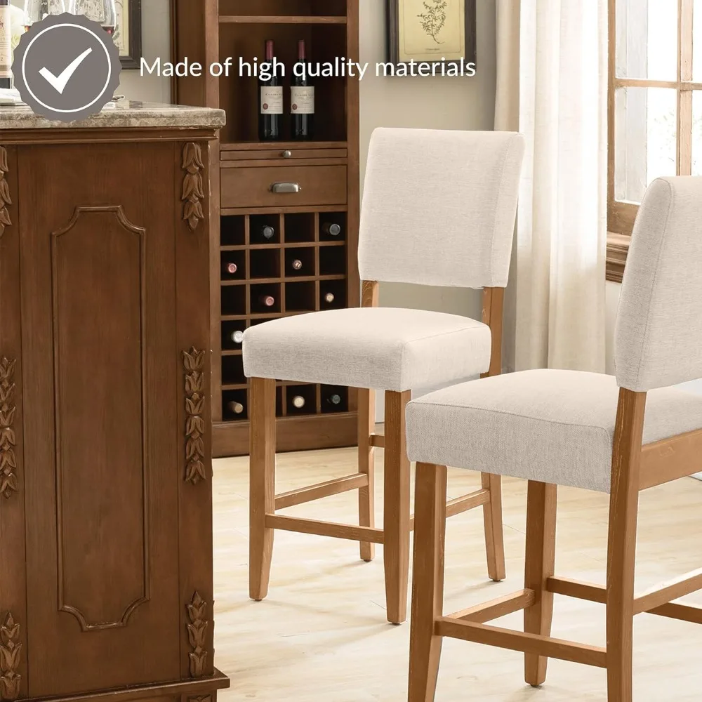 Counter altura fezes com estofados volta, Base de madeira Set, House Design