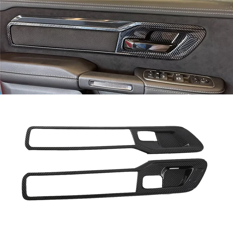 1Set Car Inner Door Handle Bowl Panel Frame Cover Trims for Dodge RAM 1500 TRX T-REX 2023- Interior