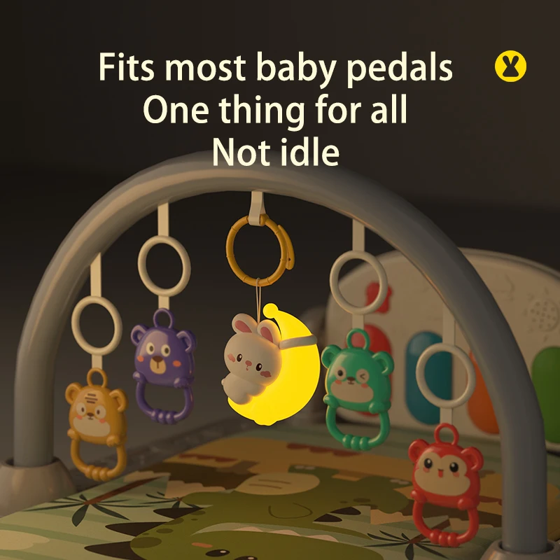 Luz de noche de dibujos animados, juguetes colgantes de cama, lámpara de mesita de noche de compañero de sueño para niños, luz suave, colgante de cochecito, campana colgante, juguetes para bebés