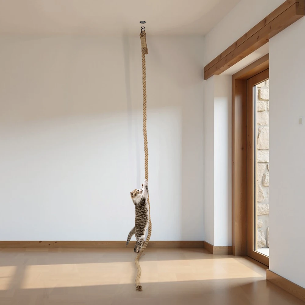 

3m ceiling cat climbing rope jute rope wall-mounted solid wood pet home suitable for cats to climb and play