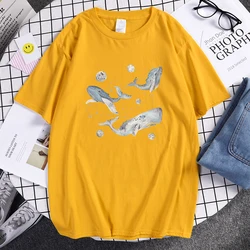 Cartoon Whales Cool Printing Man'S T-Shirt Vintage Summer Tshirt Crewneck Oversized Tee Shirts Fashion Breathable T Shirts Men