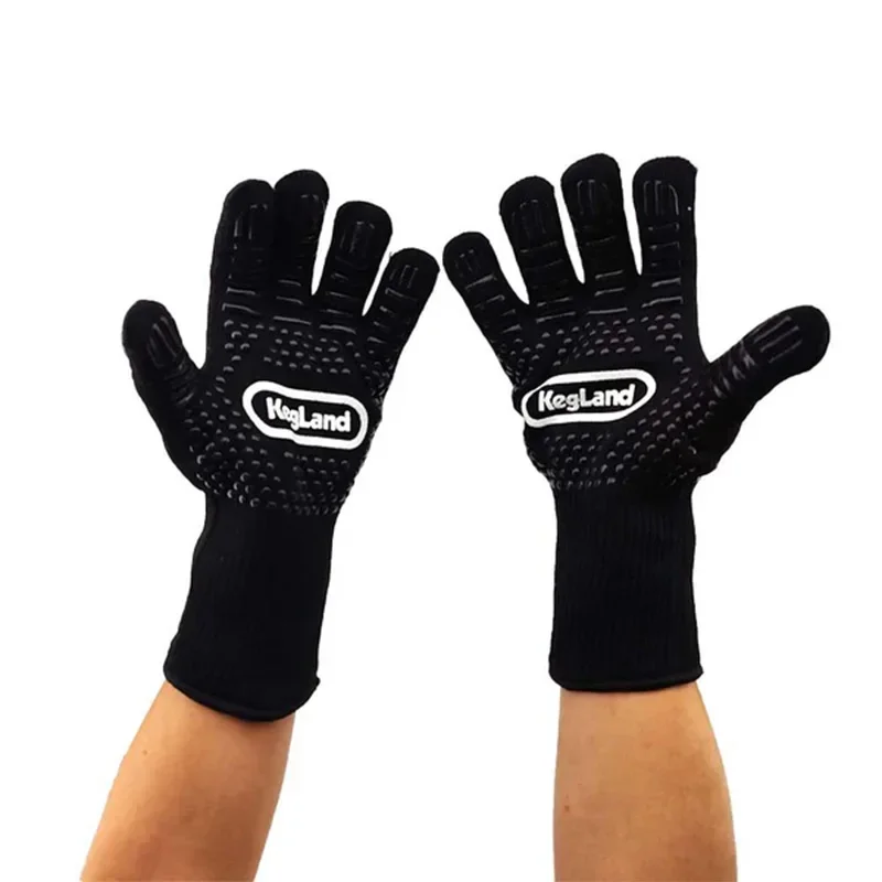 KegLand Black Heat Insulation Glove Heat Resistant Oven Mitts Outdoor Picnic Barbecue Gloves Camping Accessary