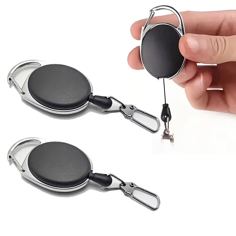 5-30 Pcs Retractable Keychain Badge Scroll ID Badge Holder Card Holder Backpack Lanyard Hiking Buckle Key Ring Retractable Tool