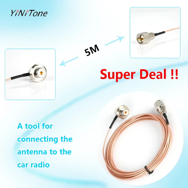 

5m SC316 Extension cable PL259 SO239 Connector For Kenwood Yaesu Walkie Talkie TM261 FT1802 FT1807 Car Radio Antenna Cable