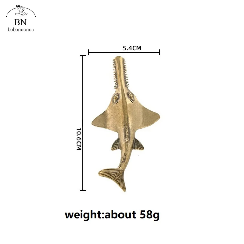 Brass Pristis Sawfish Figurines Vintage Sea Animal Small Statue Desktop Ornaments Office Decorations Crafts Accessories gifts