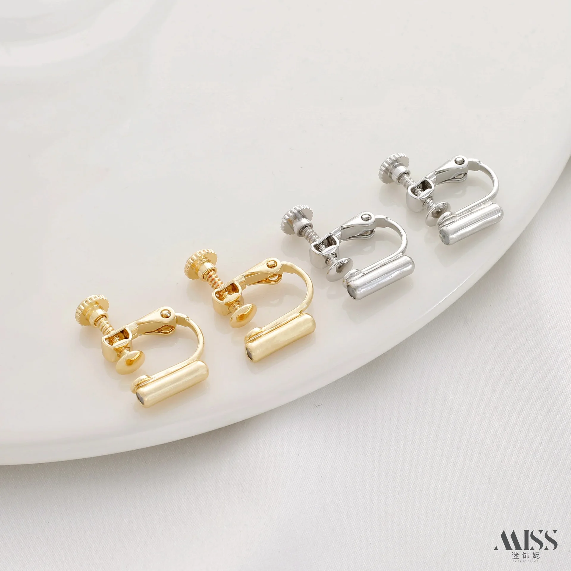14K Real Gold Plated Screw Ear Cuff With Silicone Cushion, Rotatable Adjustable Earring Converter, DIY Stud Accessories
