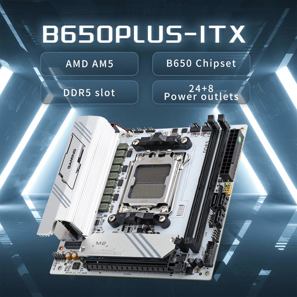 HISWISER AMD B650 PLUS ITX AM5 Motherboard DIY Support Ryzen 7000/8000 series processors DDR5 MAX 96GB M.2 SSD PCI-E 4.0