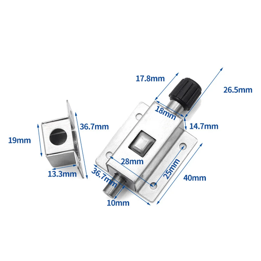 

Stainless Steel Door Latch Automatic Gate Latches Bar Latch Safety Lock Silver Slot Design Easy Install Safety Door Lock
