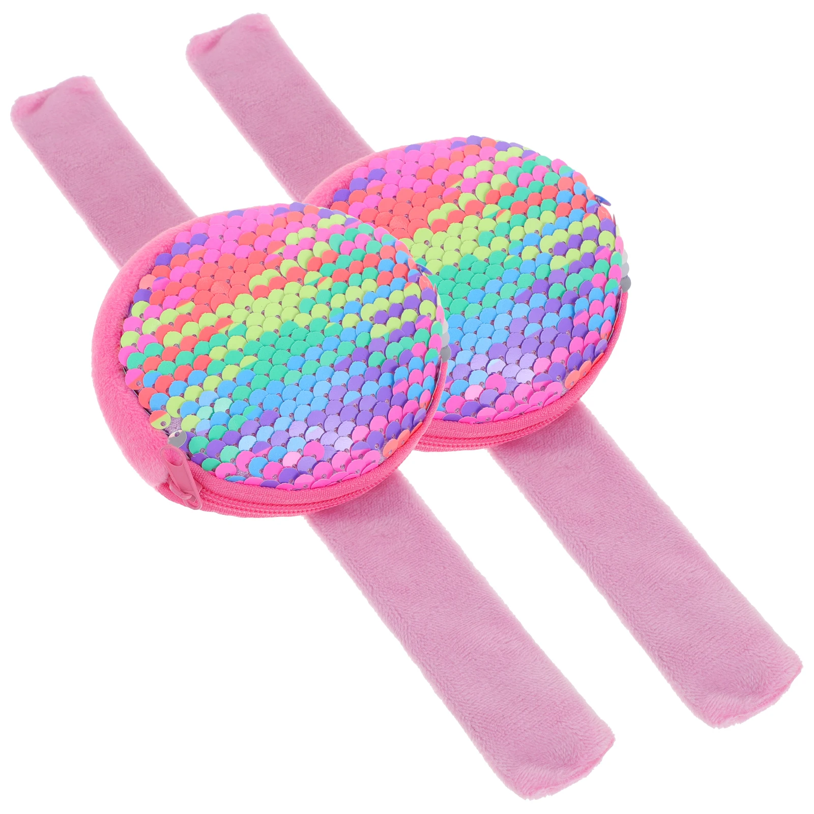 

2pcs Kids Sequin Slap Bracelet Adjustable Coin Purse Pocket Trinkets Pouch For Children Wristbands Easter Party Festival Wallet