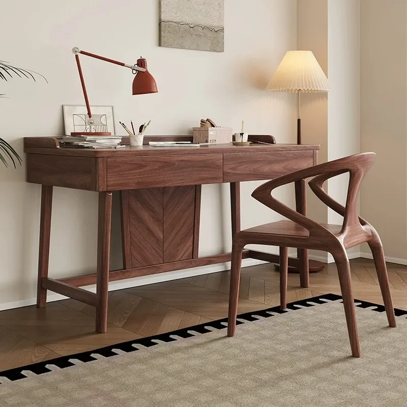 New Chinese Solid Wood Desk Black Walnut Bookcase with Drawers Study Calligraphy Table Home Bedroom Computer Study Table