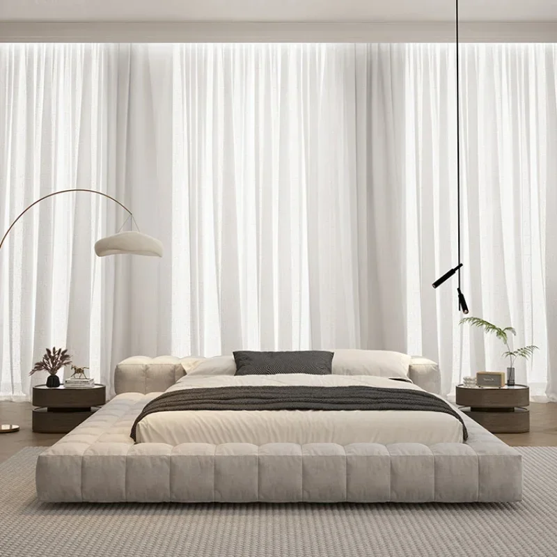 

Modern Double Tatami Bed Floor Simple Wedding White Apartment Bed Confortable Relax Bedroom Letto Matrimoniale Hotel Furniture