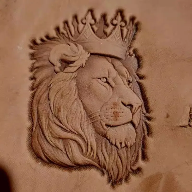 3D Lion Head Pattern Metal Leather Stamp Embossing Mold Custom Logo Carving Leather Craft Tools Stamping Molds 5x7cm Size