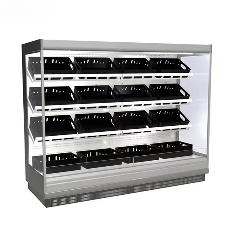 FOODLINE Island Style Refrigerated Cabinet Humanized Design Open Cooler For Retail Market Frozen Fruit Seafood Display Equipment