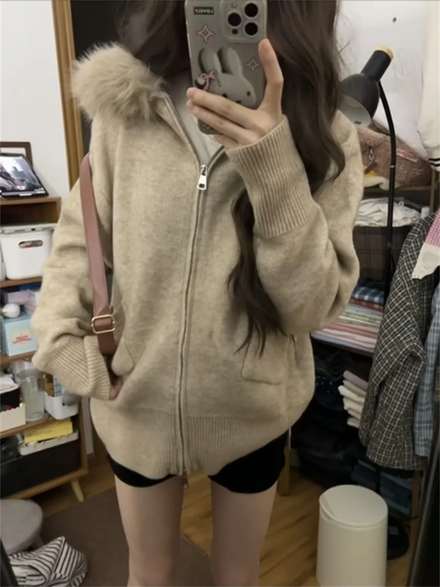 

Шикарный корейский вязаный кардиган с капюшоном, свитер, женская свободная универсальная верхняя одежда, топ на осень-зиму