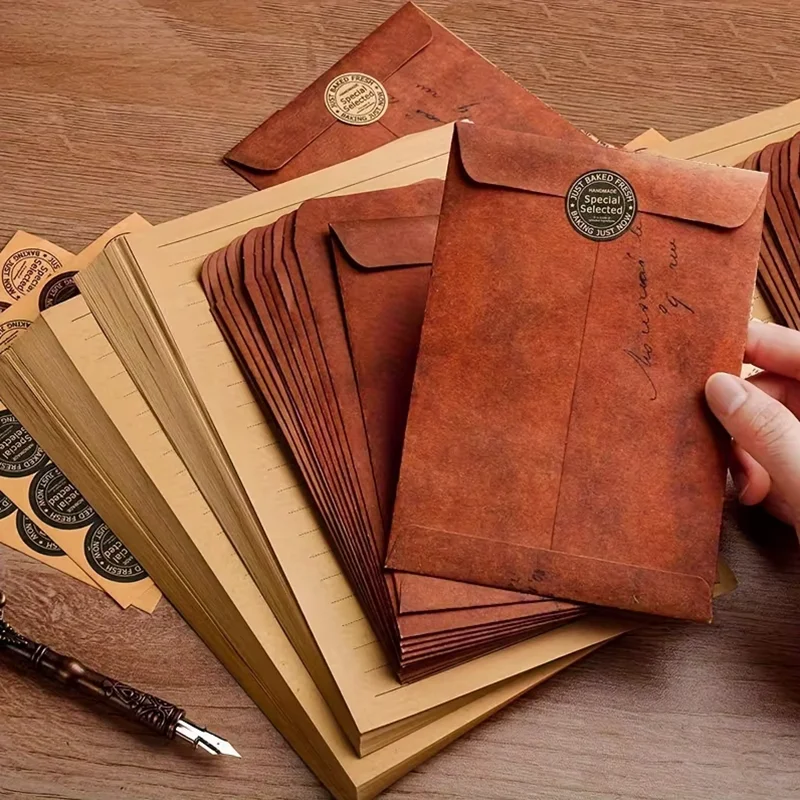 10pcs Vintage Kraft Paper Envelopes, Wedding Party Invitation Card Envelopes, Multifunctional Paper Envelope