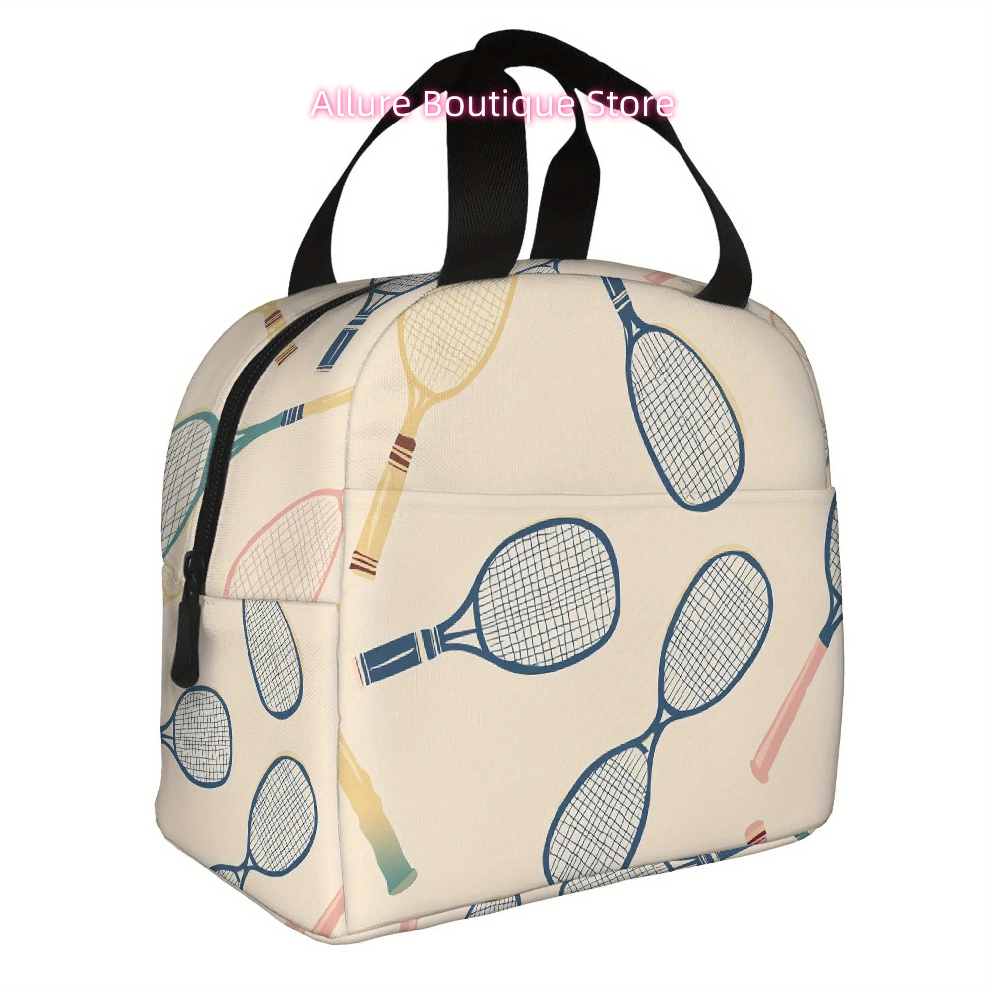 1pc, Tennis Racket Pattern Illustration. Printed Thermal Bag, Insulation Bag, Insulated Bag. Not for Food Contact. Suitable for