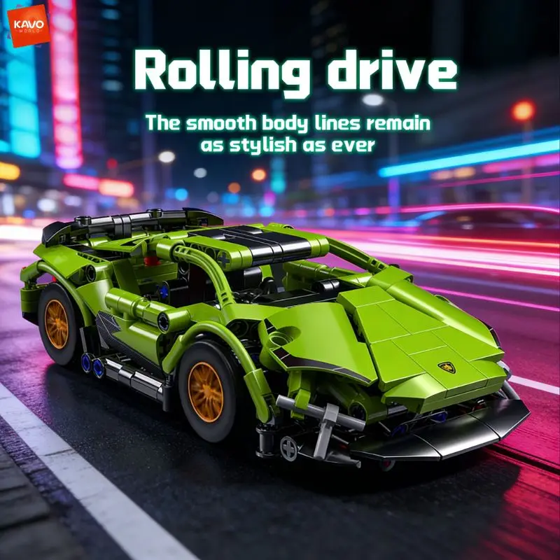 KAVOWORLD Juego de Bloques de Construcción de Auto Deportivo Estilo Lamborghini, 321 Piezas, Kit de Superauto Mecánico con Partes Móviles, Educativo para Adolescentes
