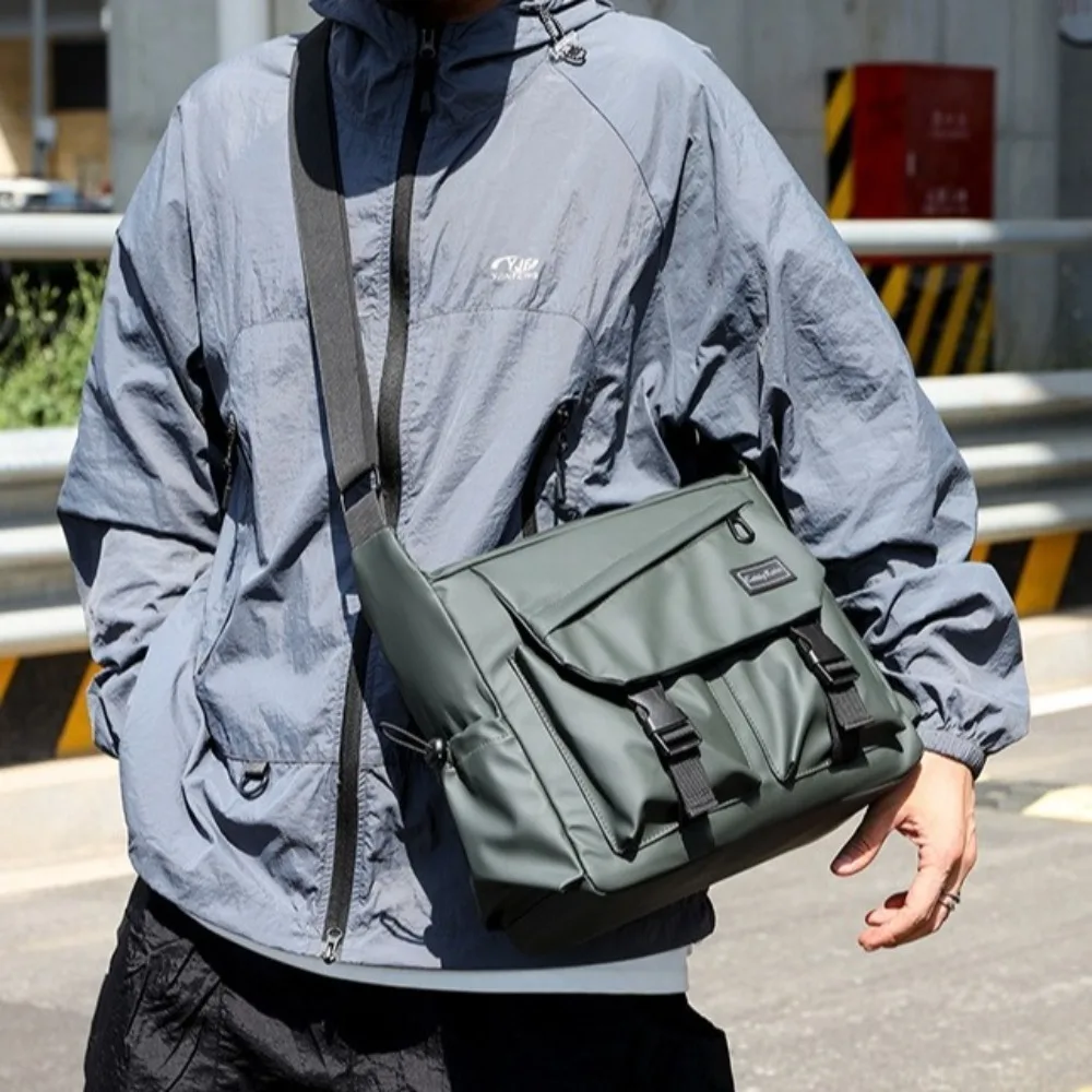 Large Capacity Men Crossbody Bag Square Japanese Style Casual Messenger Bag Harajuku Lightweight Nylon Postman Bag Outdoor