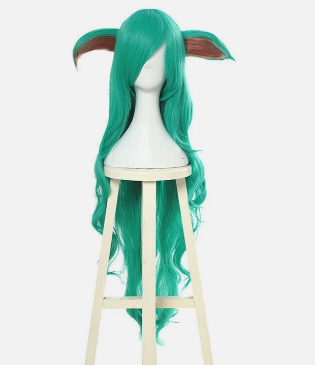 Star Guardians Soraka Cosplay Wigs 100cm Long Wavy Turquoise Hair