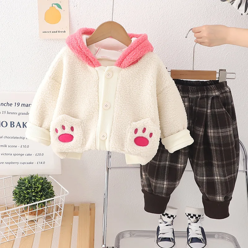

New Winter Baby Clothes Children Thick Warm Hooded Coat Pants 2Pcs/Sets Infant Girls Clothing Toddler Costume Kids Tracksuits