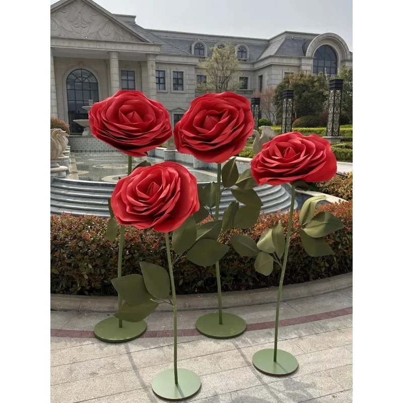 Wedding giant three-dimensional rose paper floral arrangemen beautiful Chen ornaments Internet celebrity window decoration