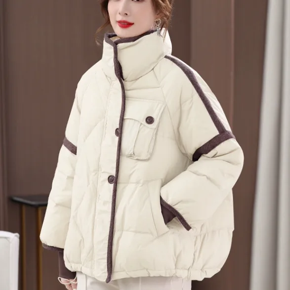 Down Jacket for Women's High-end Winter Jacket Fashionable and Casual White Duck Down Lightweight Japanese Style for Women