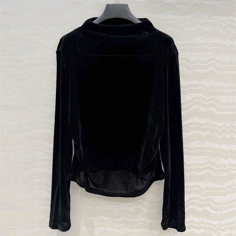women's t-shirt New elastic knitted slim fit women's long sleeved top for autumn 2026 Irregular pullover casual base shirt y2k