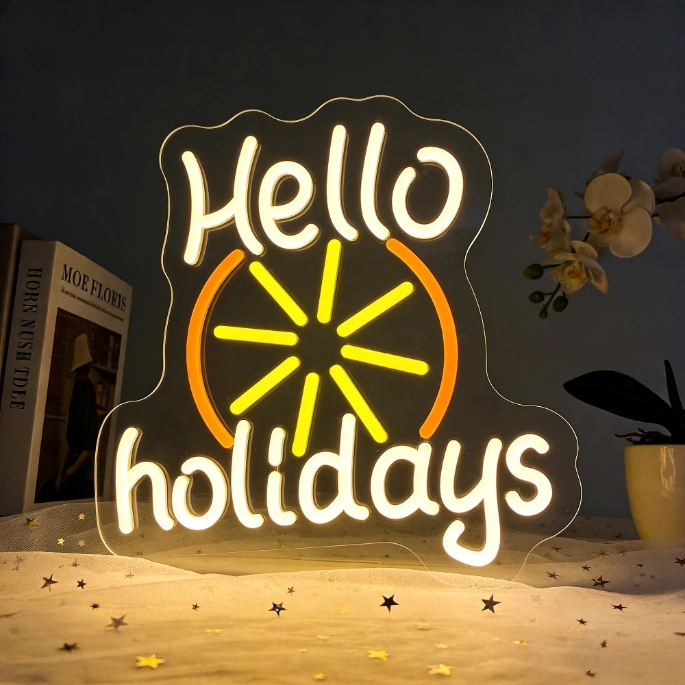 

Hello Holidays Cloud Shape LED Neon Sign for Bedroom Party Home Decor Festive Romantic Night Light Handmade Wall Art Gift