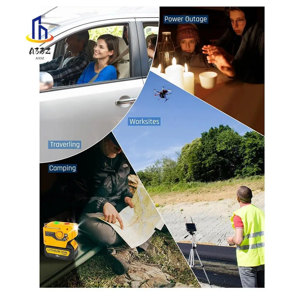 

A33Z-200W Power Inverter For 20V Li- Battery To AC 120V With 280Lumen LED Work Light Durable