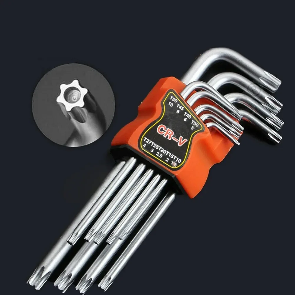 9 Sizes Hex Wrench 9pcs Chrome Vanadium Steel Double-End Screwdriver For Car Repair Hand Tools Torx Star Wrench Hex Key Set