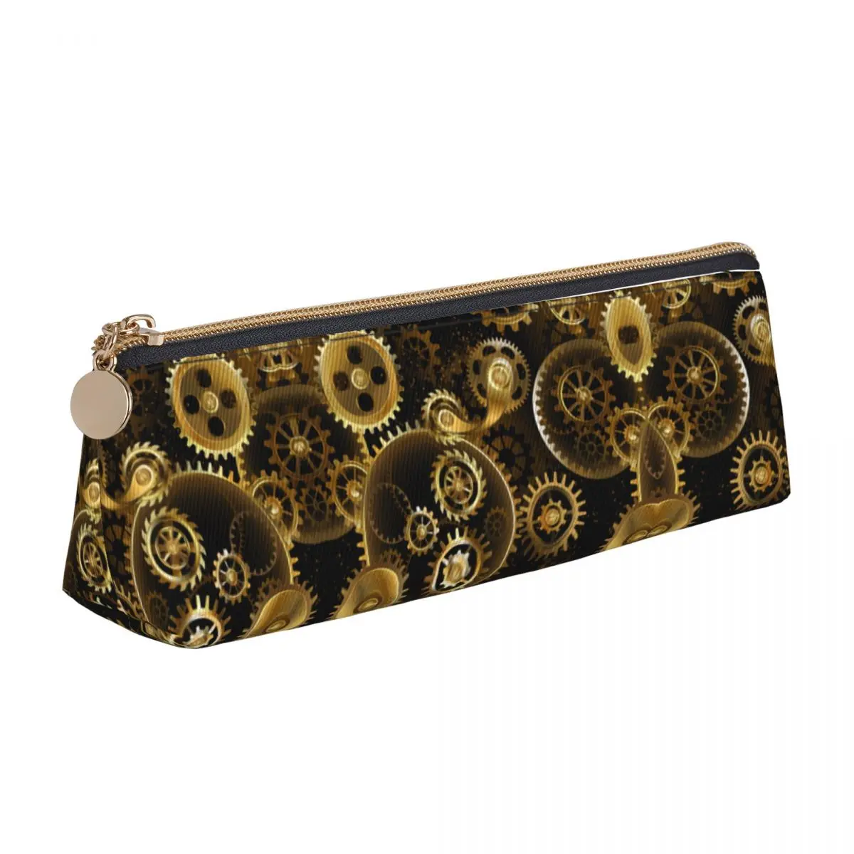 Steampunk Brass Gears Pencil Case Retro Print Triangle Pencil Box Girls Boys Retro Large Capacity School Pencil Cases Stationery