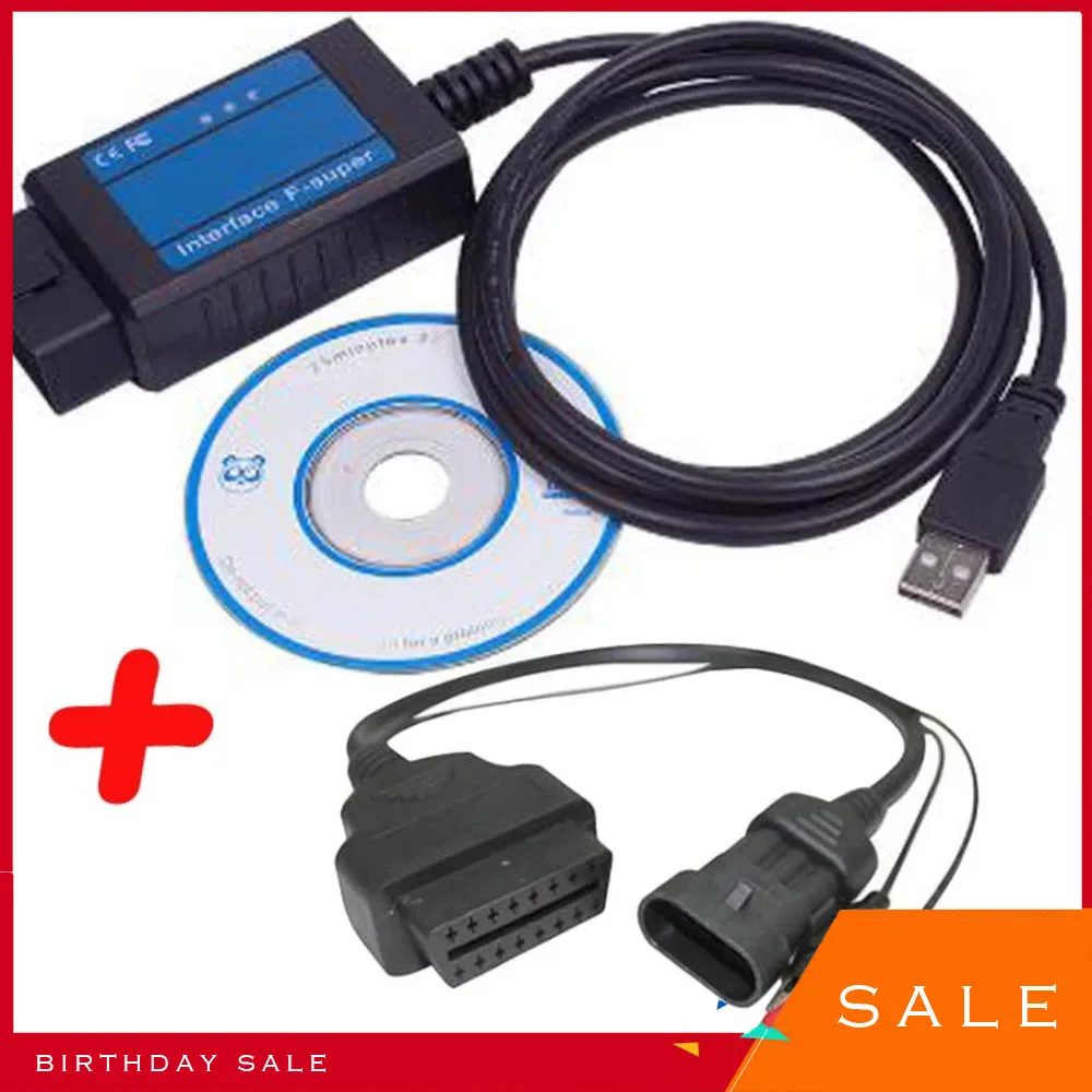 For Fiat Scanner OBDII OBD2 For Fiat F-Super Interface Usb Scan Tool For Fiat/Alfa Romeo/Lancia With 3 Pin