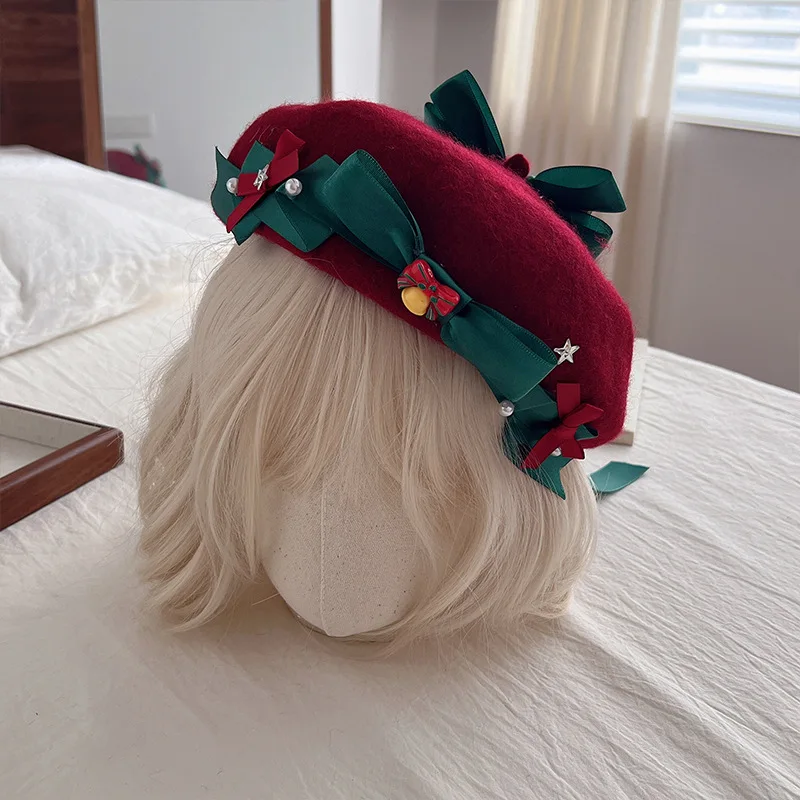 Beret 2025 Christmas accessories woolen hat design autumn and winter fashion hat for women