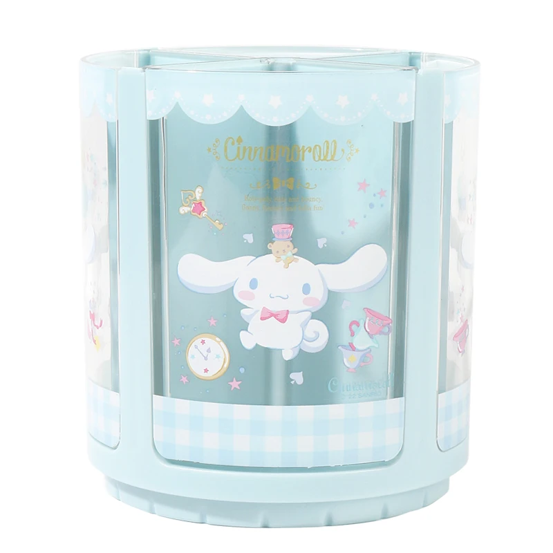 Kawaii Miniso Cinnamoroll My Melody Kuromi Rotating Pen Holder Cartoon Large Capacity Storage Box Makeup Brush Storage Box view 6