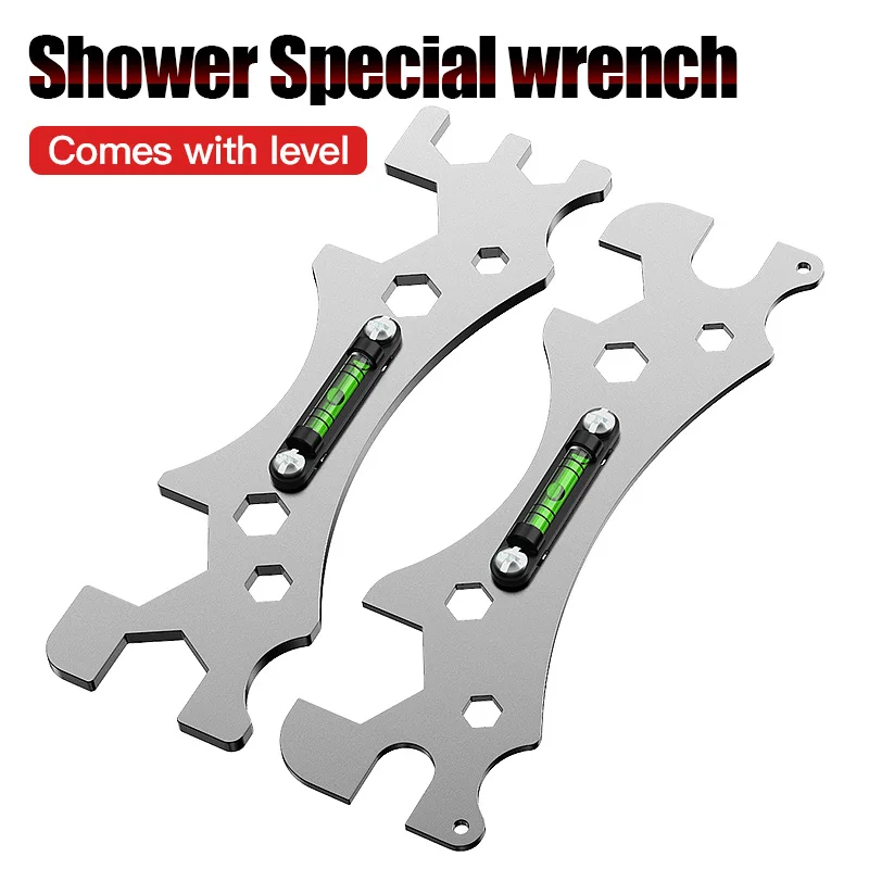 Multifunctional Plumbing Wrench with Level Curved Angle Wrench for Shower Faucet Mixer Valve Installation 8-30mm Hex Bolt Tool