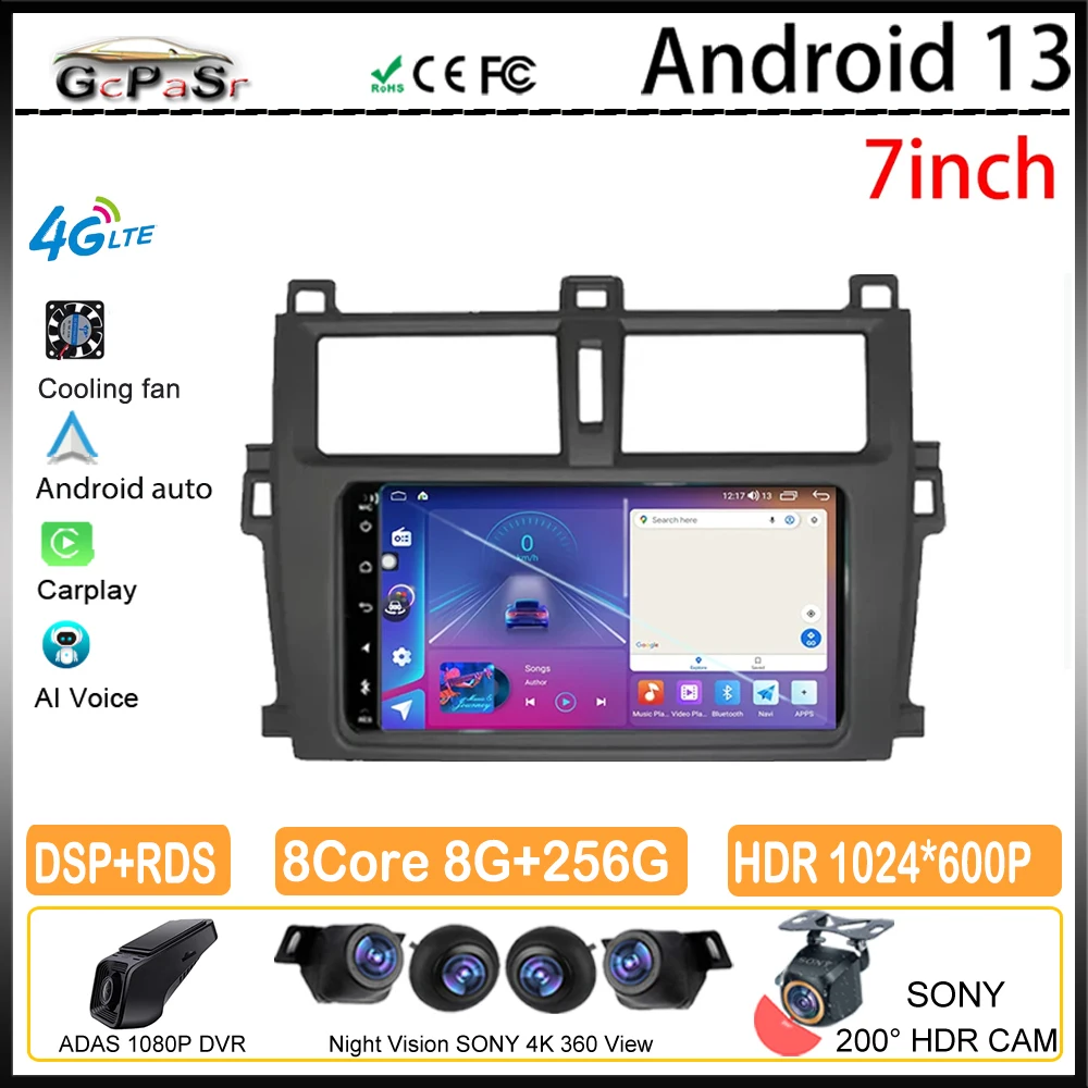 Android For Toyota Verso-S Ractis Subaru Trezia 2010+ Car Auto Radio Multimedia Video Player Carplay GPS Navigation Screen DVD