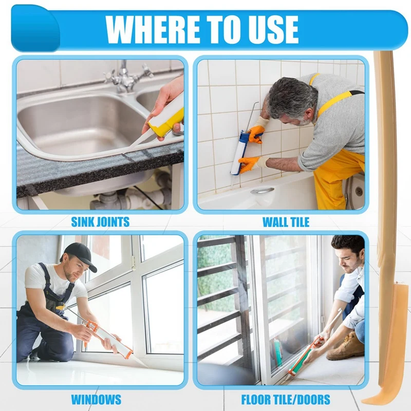 Juego de Herramientas de calafateo de goma, aplicador de calafateo de silicona, 4 unidades