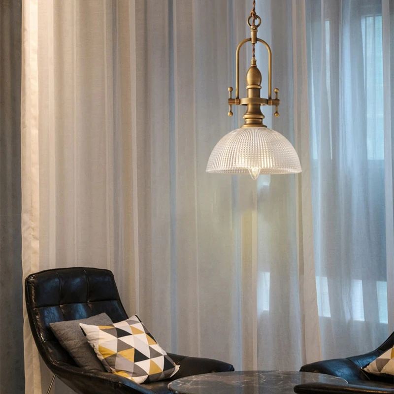 American Retro Pendant Lights Glass Lampshade Suspension Luminaire Restaurant Bar Cafe Corridor