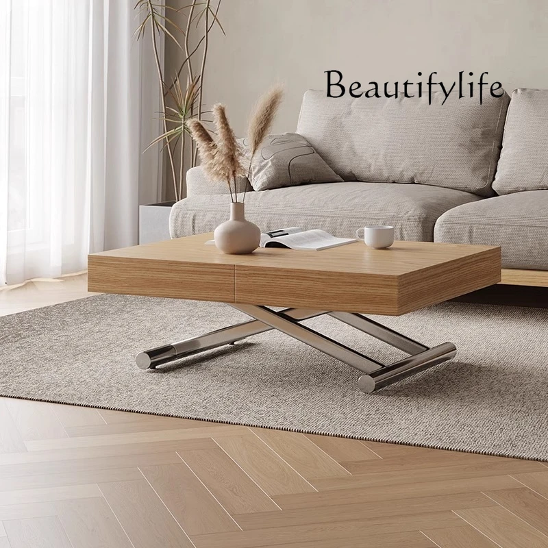 

Lifting folding retractable dining table, coffee table, dual-purpose integrated multi-functional rectangular dining table