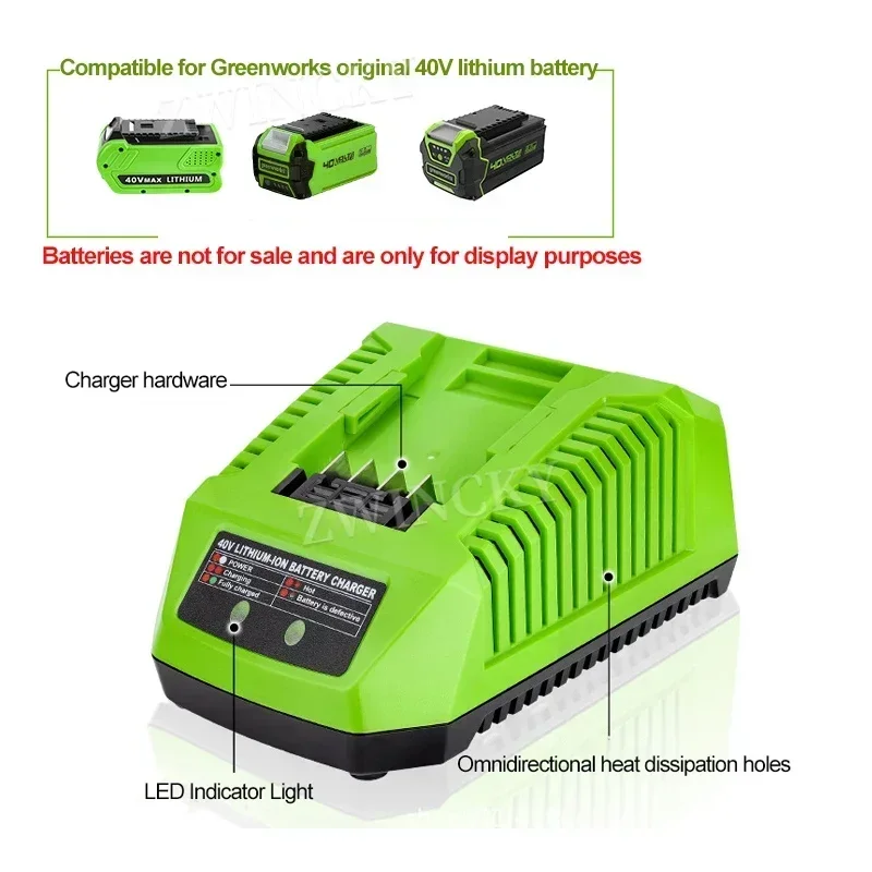 Battery Charger Compatible For GreenWorks 40V Lithium Battery Power supply Adapter With Dual USB Ports Electric Tool Charger