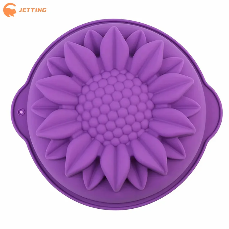 (New) 1PCS 10 inch Sunflower Silicone Mold Cake Flower Pan Cake Bakeware Round Bread Loaf Pizza Toast With Anti-scalding Handle