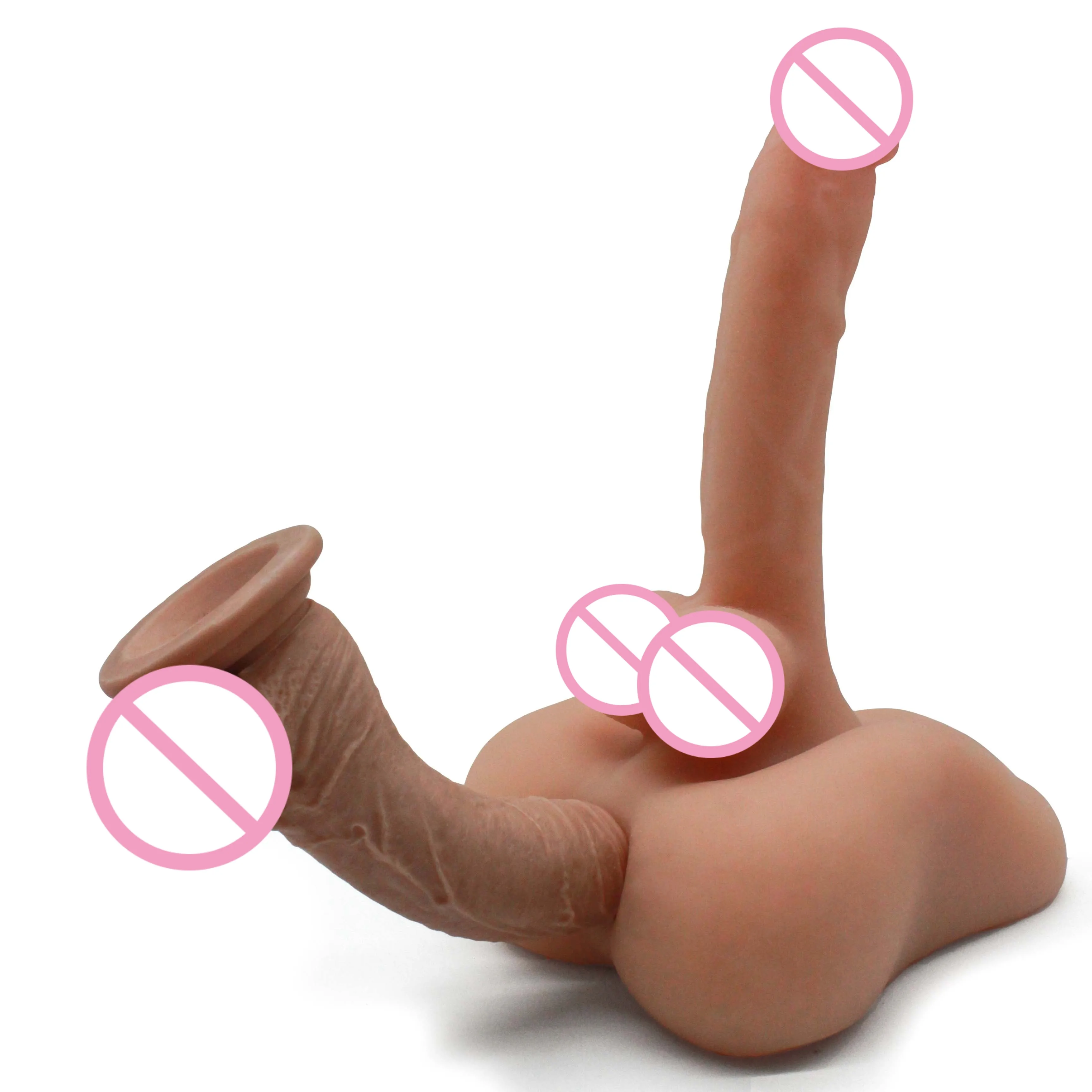 VaHppy Phallus Large18.5*4.5cm 1.7kg Dildos Artificial Penis With Anus Sex Toys For Gay Girl Women Masturbator Base Free Hand