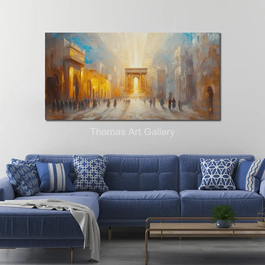 مخصص قماش يطبع جدار صورة القدس المدينة القديمة معبد اللوحة المطبوعة الملصقات المشهد اليهودي الفني غرفة الجلوس ديكور #4